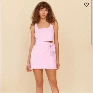 Reformation Light Pink Mini Skirt with Side Tie